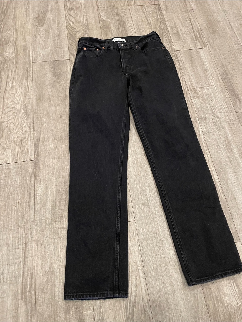 Abercrombie & Fitch The 90’s Straight Curve Love Mid rise Black  Jean 27 long